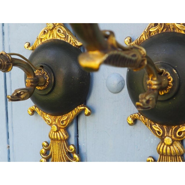 French Serpent Wall Sconces in Ornate Bronze and Gold, 1920s, Set of 2 For Sale - Image 9 of 18