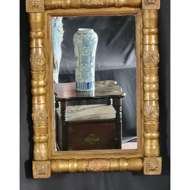 Antique 19th Century American Federal Gilded Wall Mirror Gold Wood Small Mirror For Sale - Image 10 of 12
