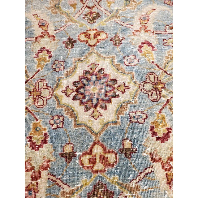 Persian Antique Tabriz Rug, Handmade Oriental Rug in Terracotta, Light Blue, Gold, Green For Sale - Image 3 of 17