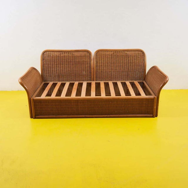 Vintage Brown Rattan Sofa For Sale - Image 10 of 10