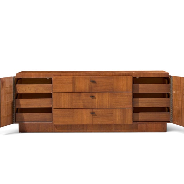 Brown Lane Brutalist Mid Century Walnut Lowboy Dresser For Sale - Image 8 of 9