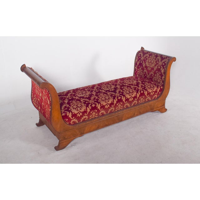 Empire French Canape Upholstered in Red Fabric For Sale - Image 4 of 10