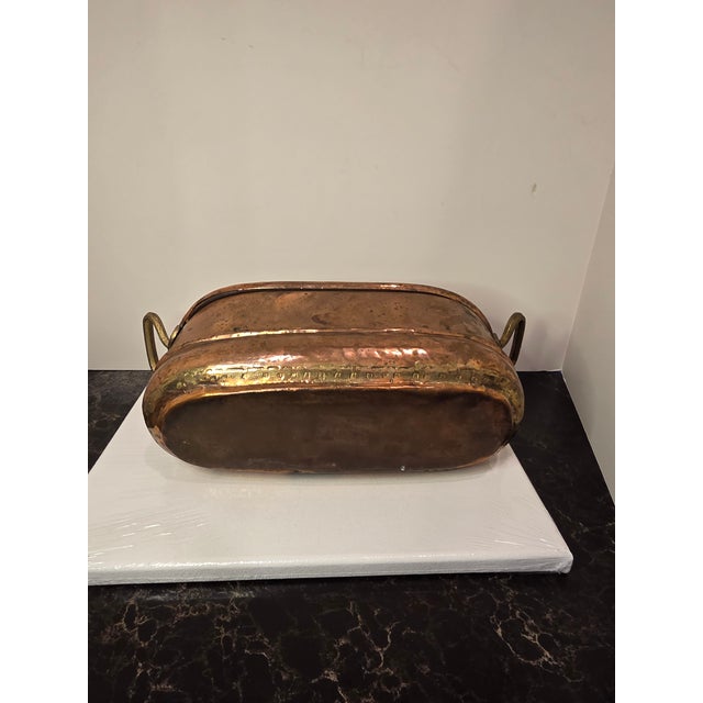 Vintage Elongated Copper and Brass Cache Pot For Sale In San Antonio - Image 6 of 9