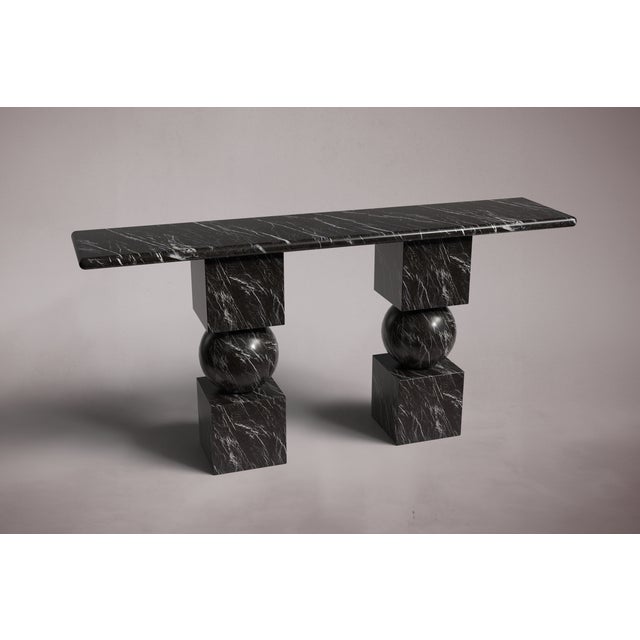 Postmodern Axis Alexander Black Marble Console Table 63" For Sale - Image 3 of 5