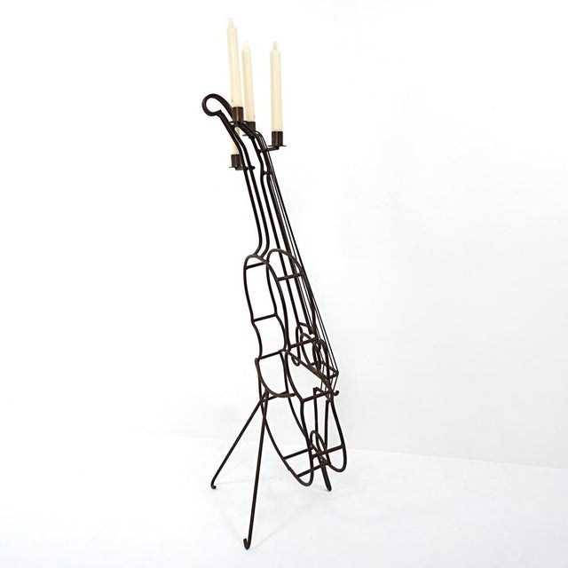 Metal Large Mid-Century Modern Wire Steel Candleholder For Sale - Image 7 of 14