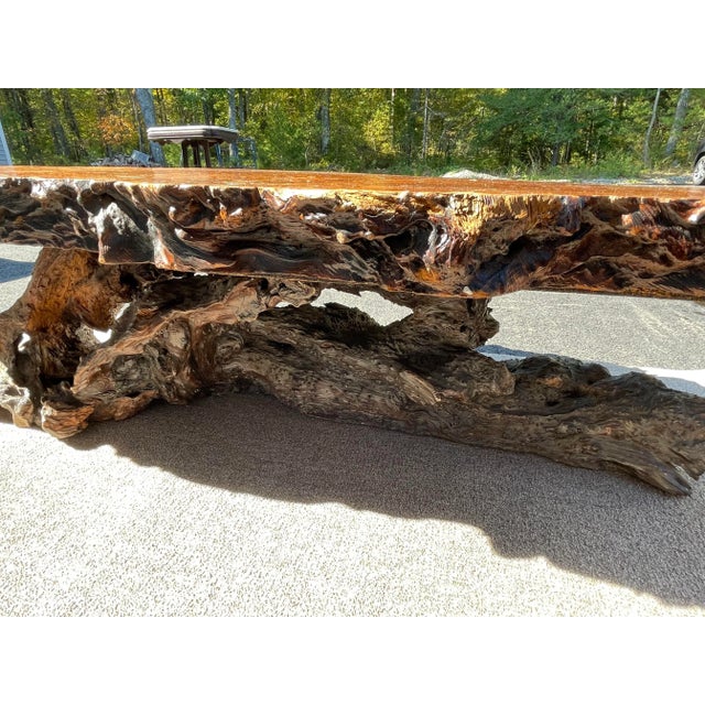 1970s Redwood Burl Coffee Table with Root Base For Sale - Image 9 of 13