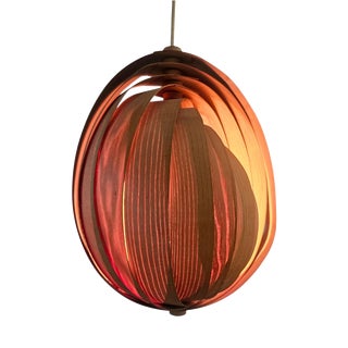 Vintage Wooden Pendant Light in the style of Hans-Agne Jakobsson, Sweden, 1960s For Sale