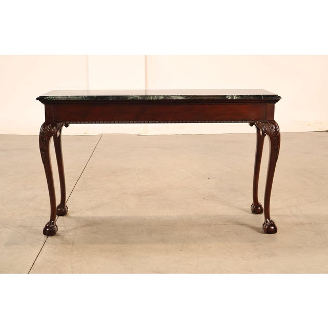Stickley Chippendale Style Marble Top Mahogany Sofa Table Console For Sale - Image 12 of 18