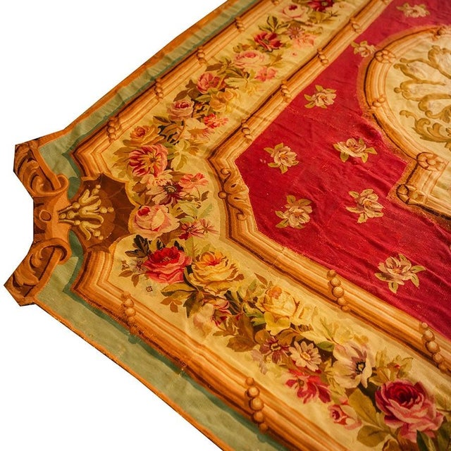 1840s Antique Oversized Flatweave Red Ground Classical French Aubusson Wool Rug For Sale - Image 4 of 7