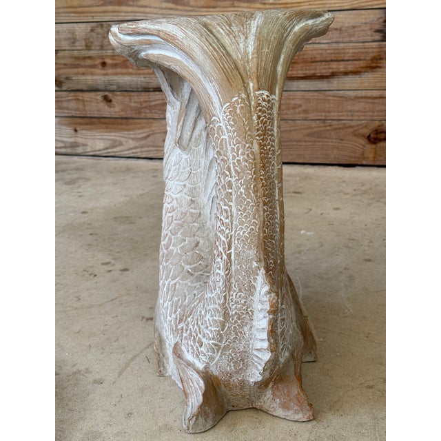 Vintage Coastal Regency Resin Koi Fish Side Table or Garden Stool For Sale - Image 10 of 12
