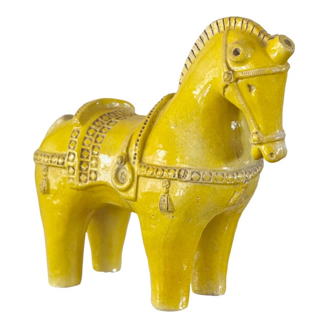 Mid Century Aldo Londi Attributed Glazed Terracotta Horse For Sale