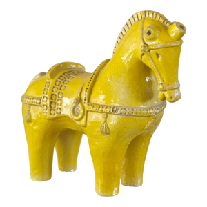 Mid Century Aldo Londi Attributed Glazed Terracotta Horse