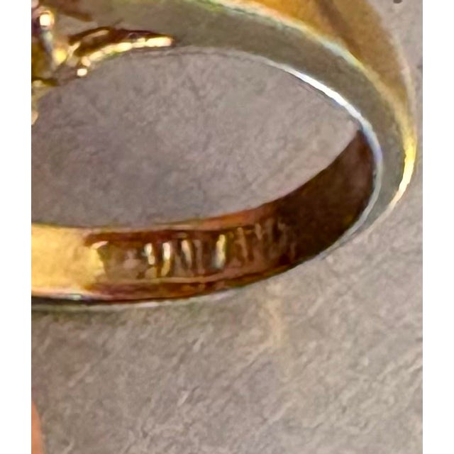 1960s-70s gold-plated diamond and emerald cocktail ring. Excellent condition. Size 5.