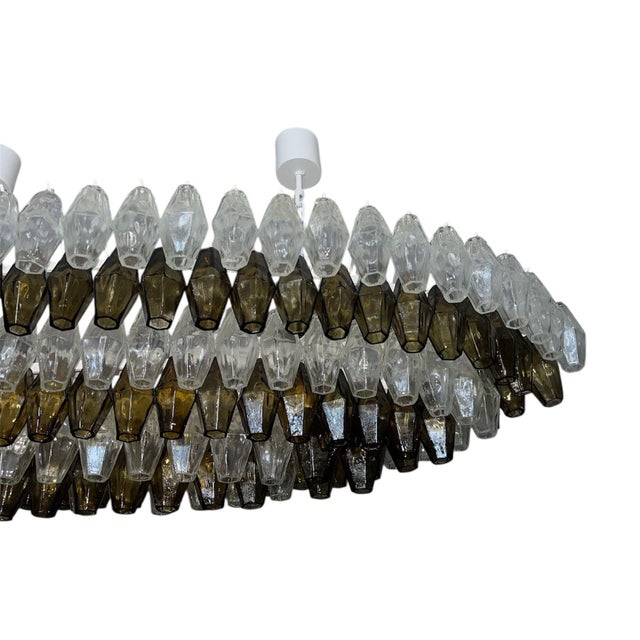 1980s Grey & Crystal Murano Glass Poliedri Chandelier For Sale - Image 4 of 6
