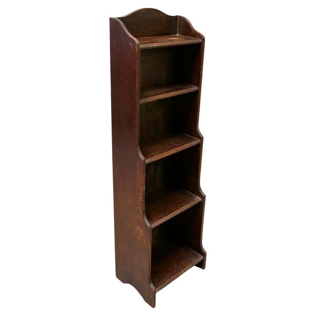 Brown Art Deco Slim Bookcase in Golden Oak, 1900 For Sale - Image 8 of 8