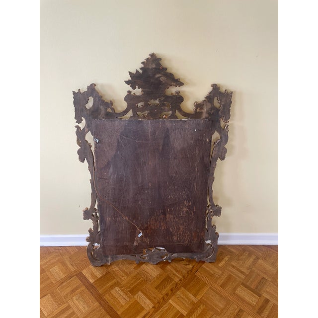 Gold Mid 20th Century Italian Rococo Style Carved Giltwood Filigree Wall Mirror For Sale - Image 8 of 9
