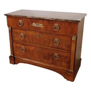 Vintage Henredon Historic Natchez Empire Biedermeier Marble Top Chest Dresser Lowboy For Sale