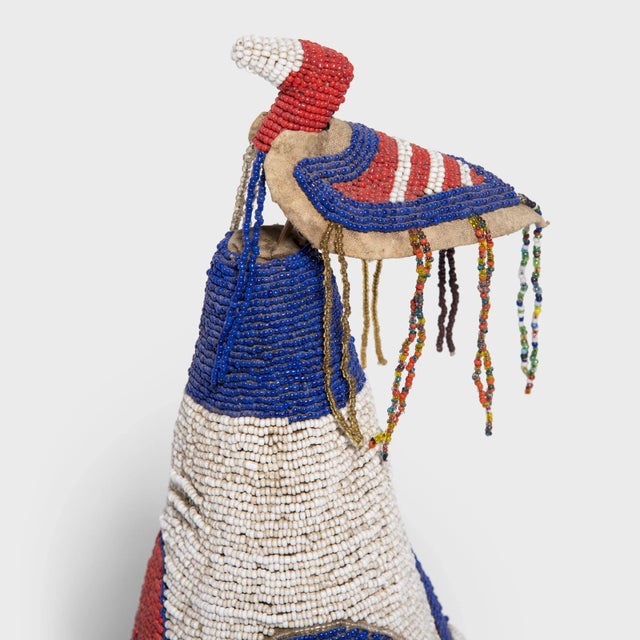 African 1900s Yoruba Beaded Oba Crown For Sale - Image 3 of 6