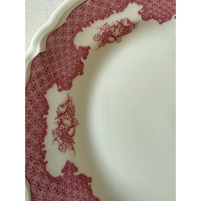 Vintage Mid-Century Modern Shenango Red Lattice & Fruit Pattern Small Plates - Set of 5 For Sale In Austin - Image 6 of 10