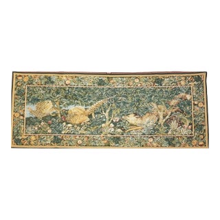 Fox & Pheasants Loom Woven Tapestry - Requires Rod Size 4 For Sale