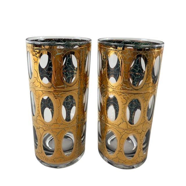 Mid 20th Century Mid 20th Century Set of 6 Culver “Pisa” Highball Glasses – Mid-Century Gold Cocktail Barware For Sale - Image 5 of 7