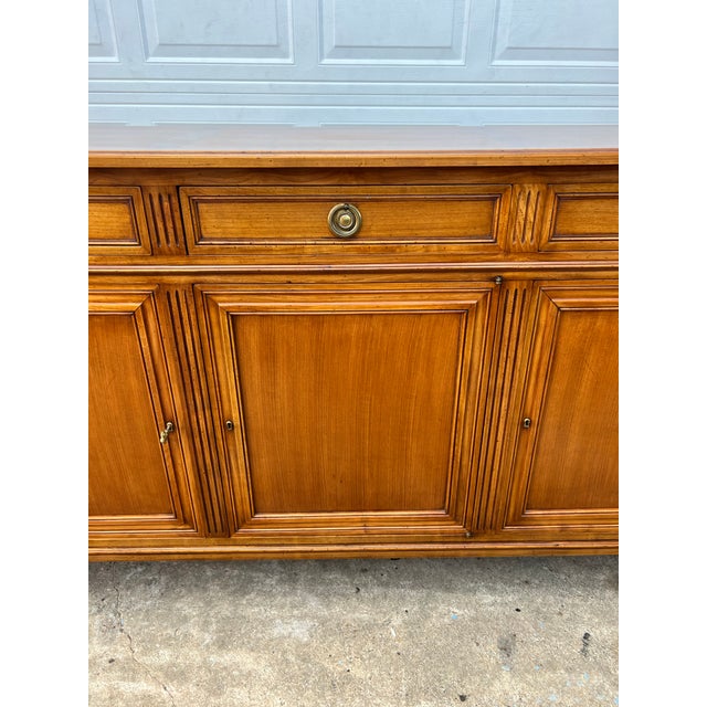 French 19th Century Louis XVI Walnut Three Door Sideboard For Sale - Image 4 of 12