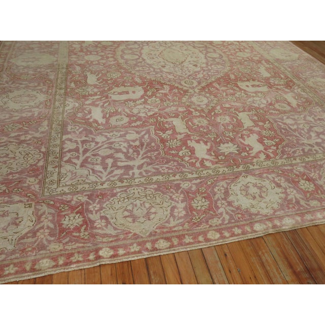 Turkish Early 20th Century Lavender Rose Turkish Pictorial Rug - 9'11" x 12'10" For Sale - Image 3 of 12