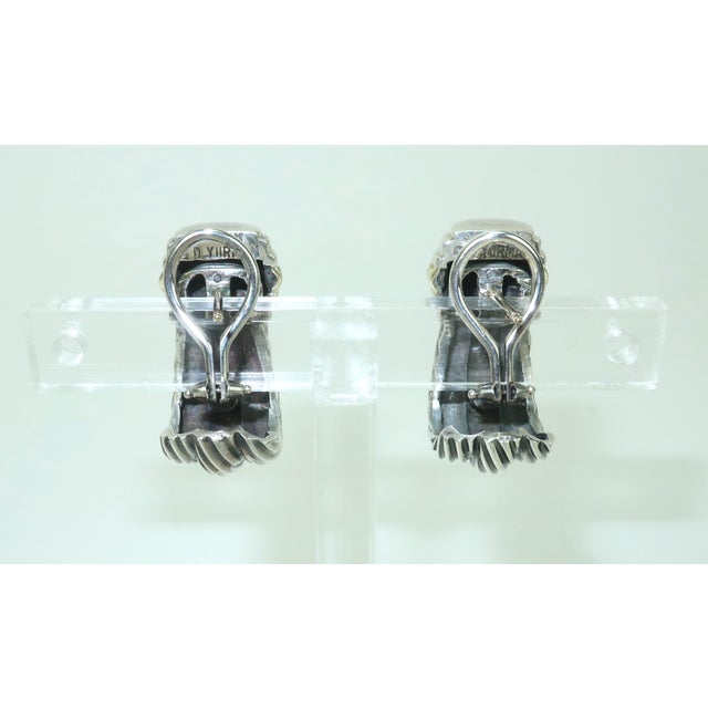 Contemporary David Yurman Sterling Silver & 14k Gold Earrings, a Pair For Sale - Image 3 of 9