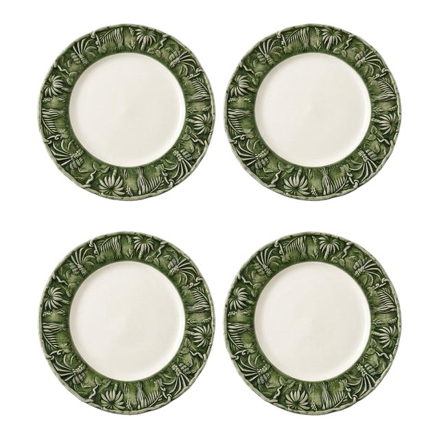 Les Ottomans Italian Hand-Painted "The Palms" Ceramic Dinner Plates - Set of 4 For Sale