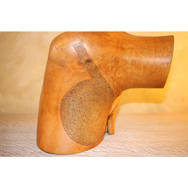 Mid-Century Modern Abstract Carved and Etched Wood Aboriginal Sculpture For Sale - Image 4 of 9