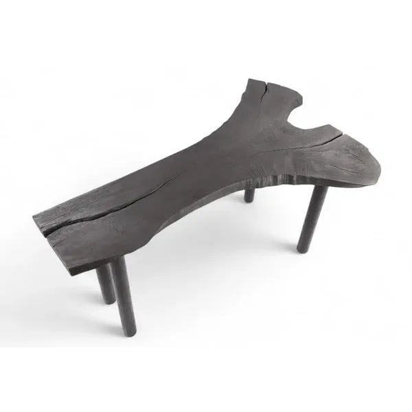 Black One Slab Free Form Living Edge Bar or Console Table For Sale - Image 4 of 11