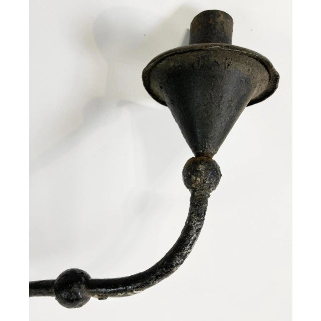 Black Vintage Iron Giacometti Style Wall Candelabra For Sale - Image 8 of 8