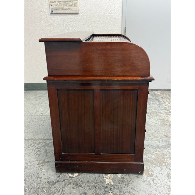 Victorian Lebus Manner Oak Roll Top Desk For Sale In San Francisco - Image 6 of 12