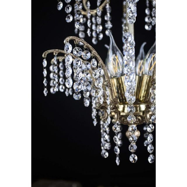 Brass Chandelier with Crystal Trimmings For Sale - Image 9 of 9