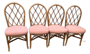 Late 20th Century Set of Four Vintage Bamboo Framed Dining Chairs