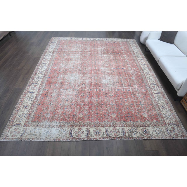 Persian 1960s Vintage Persian Handmade Wool Cotton Light Red Area Rug For Sale - Image 3 of 11