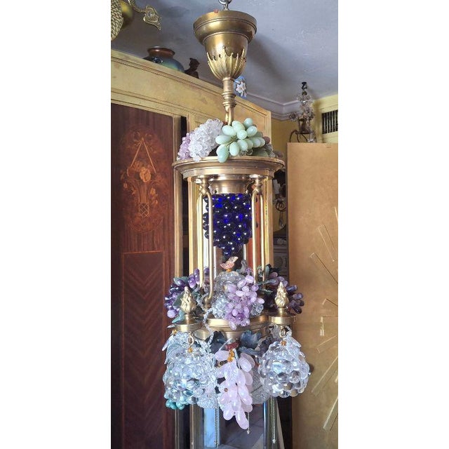 19thc Art Nouveau Monumental Bronze & Brass With Quartz Grape Cluster Bounty 9 Light Chandelier For Sale - Image 17 of 18