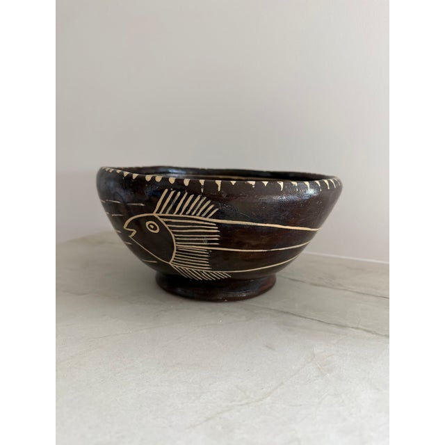 Mexican Vintage Tzintzuntzan Mexican Pottery Fish Bowl, Signed Bernardo Zaldizar, Mexican Folk Artist For Sale - Image 3 of 10