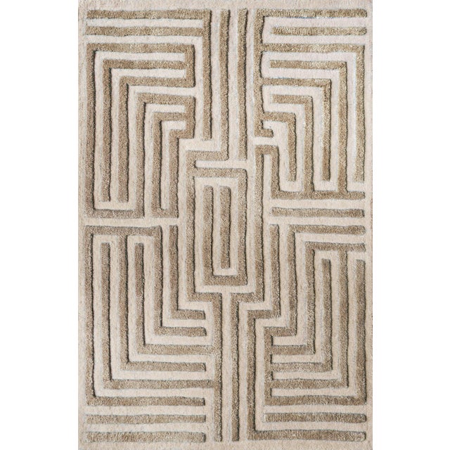 Not Yet Made - Made To Order Knossos Hand-Tufted Maze Rug, Wheat Tan, 8x10 For Sale - Image 5 of 5
