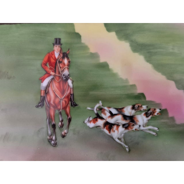 1940s 1940s Porcelain Tray With Handpainted Hunt Scene For Sale - Image 5 of 9