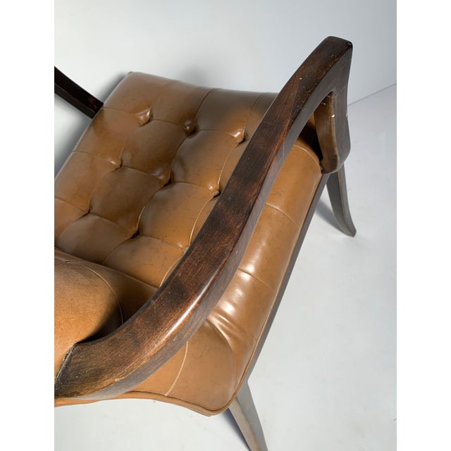 Elegant Pair of Vintage High Back Dunbar Edward Wormley Style Arm Chairs For Sale - Image 9 of 10