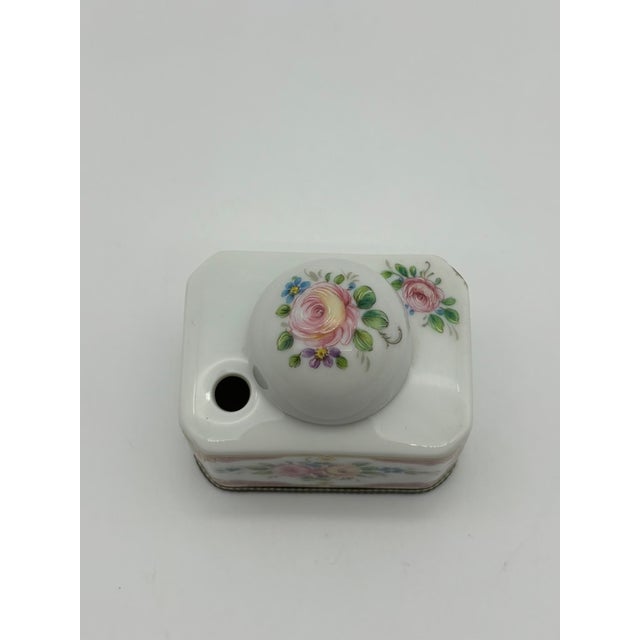 Limoges France Antique Porcelain Inkwell, Hand Painted Floral For Sale - Image 18 of 18