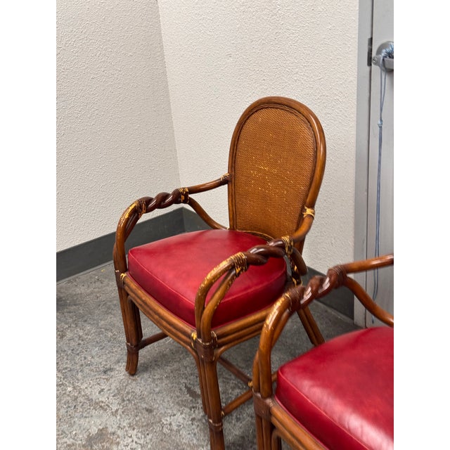 Palecek Palecek Rattan Armchairs, Pair For Sale - Image 4 of 12