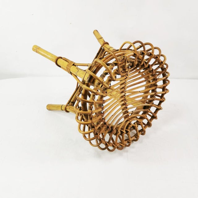 Rattan and Bamboo Stool by Franco Albini, Italy, 1960s For Sale - Image 9 of 12