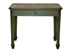 Antique Victorian Chinese Chinoiserie Hand Painted Green Side Table, 1880s