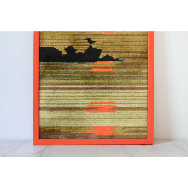 Mid-Century Modern Vintage "Pacific Sunset" Needlepoint Wall Hanging For Sale - Image 3 of 7