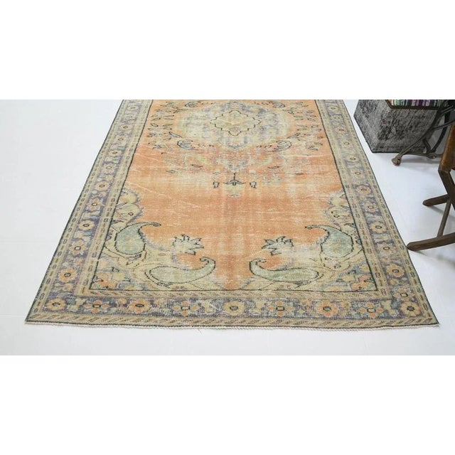 Vintage Wool Faded Rug For Sale - Image 11 of 16