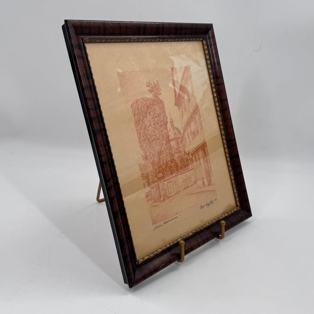 Gothic Vintage 1948 Fulda Germany Hexenturm Witches Tower Sepia Print For Sale - Image 3 of 10