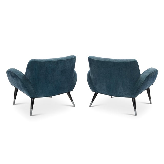 1950s Pair of Italian Mid-Century Modern Sculptural Lounge Chairs, in the Style of Gio Ponti, Circa 1950s For Sale - Image 5 of 9