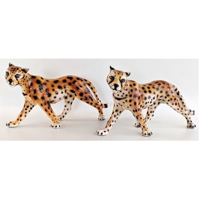 1970s Vintage Ceramic Cheetah Leopard Figurines - a Pair For Sale - Image 13 of 13